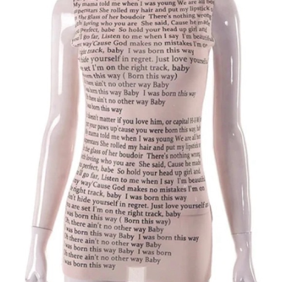 Lady Gaga Born This Way Lyrics Shirt Sheer Transparent Invisible Nude Mesh Tank - Picture 12 of 16